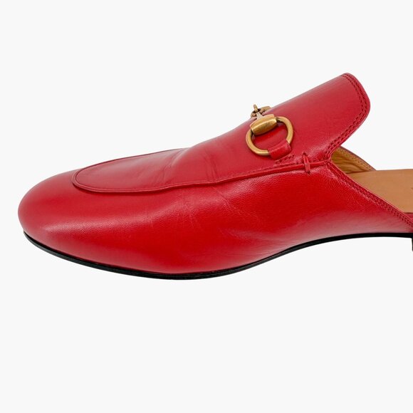 Gucci Princetown Red Leather Horsebit Loafer Mules Flat Shoes Size 39 US 9 Women - Picture 11 of 15